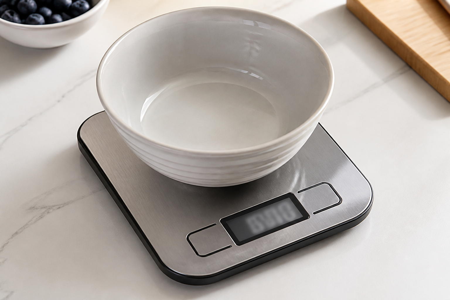 Kitchen shelf for a gram scale.